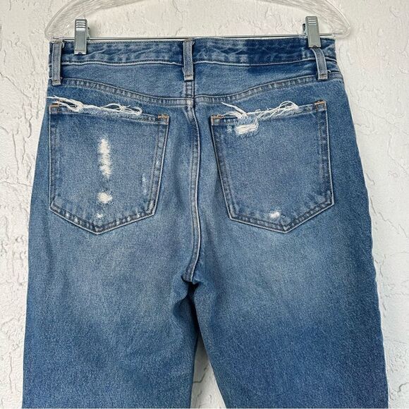ABERCROMBIE Annie High Rise Girlfriend Distressed Jeans Womens 29 Frayed Hem - Picture 5 of 11